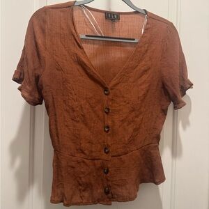 LOV Women's Rust Button-Down Shirt
